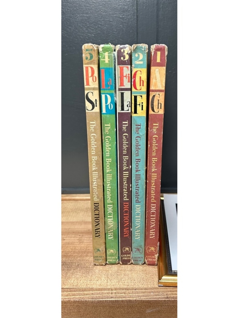 Vintage Golden Book Illustrated Dictionary 1-5 Volume Set